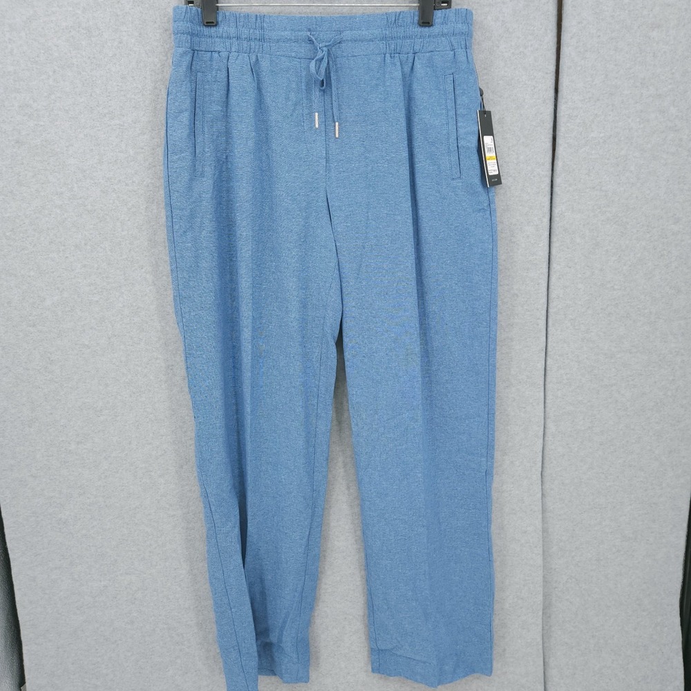 Jones New York Crossdye Pull On Wide Leg Drawstring Blue Pants Womens Size M NWT